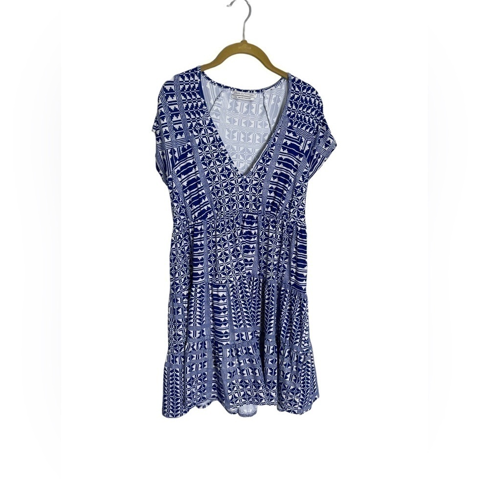 Urban Outfitters Soft Blue Tribal V Neck Dress Medium